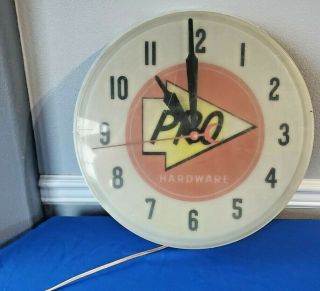 Vintage Pro Harware Large Round Electric Wall Clock 16 3/4 " Advertising