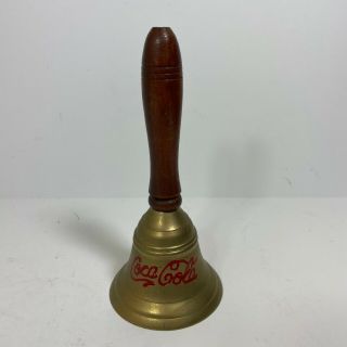 Vintage Coca - Cola Brass Bell With Wood Handle