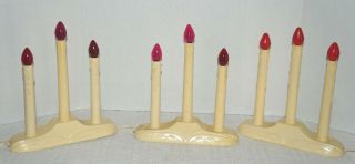 3 Boxes Vtg Noma 3 Light Candolier Candelabra Christmas Candle Lights Red Bulbs