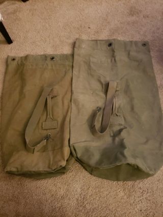Vintage Us Military Duffle Bags.  Heavy Duty Canvas.