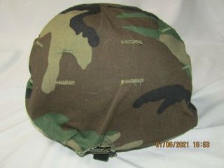 Us Military Vietnam Era Helmet With Ground Troops Type 1 Liner,  Erdl Camo Cover