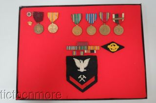 Wwii Us Navy Medal Grouping - Named Good Conduct Medalsmith Molder