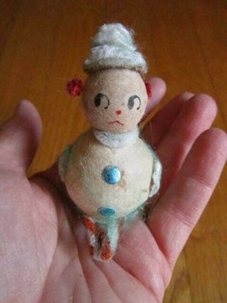 Vintage Sad Unhappy Snowman Straw Filled Felt/wool? Pipe Cleaner Hat Skis Small