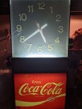 Vintage Drink Coca - Cola Clock Light Lamp Sign Coke Antique Advertising