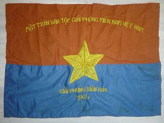 Bien Hoa 1965 - Large Vc Battle Flag - Nlf - Viet Cong - Vietnam War - 8824