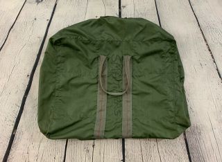 Us Navy Vietnam War Era 70s Vintage Green Parachute Traveling Duffel Bag