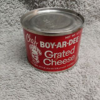 Vintage 1950s 2/3 Oz Tin Can Chef Boy - Ar - Dee Grated Cheese Full