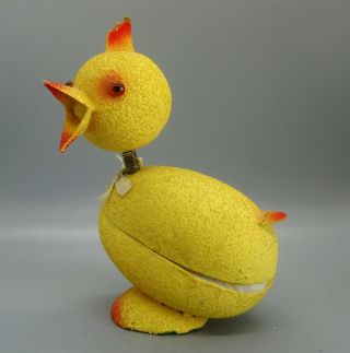 Vtg German Paper Mache Easter Chick Bobblehead 6.  5 " Composition Candy Container