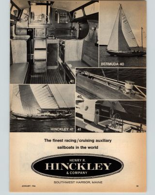 1966 Paper Ad 2 Pg Hinckley Sailboat Pilot 35 40 41 Bermuda Yacht