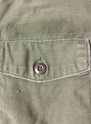 Vietnam US Army OG 107 Sateen Button Utility Shirt Field Military Vtg War USA 2