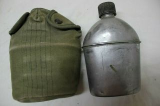 Us Military Issue Vietnam Era Water Canteen With Pouch Od Green Canvas E1
