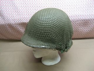Military Us Army Helmet With Liner Capac Sun & Net Cover Vietnam War Era 173a