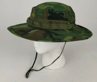 Vietnam War Us Army Camouflage Camo Tropical Combat Boonie Jungle Hat Size 7 1/8