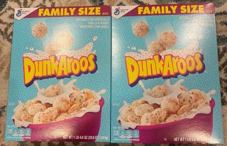 General Mills Dunkaroos Cereal 2 Family Size Boxes Limited Edition