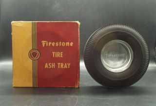 Vintage Firestone Deluxe Champion Tubeless Tire Ashtray & Box F700 - 0