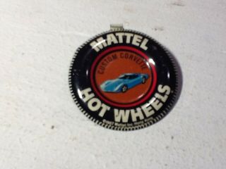 Vintage 1967 Mattel Hot Wheel,  Custom Corvette,  Metal Badge,  Hong Kong