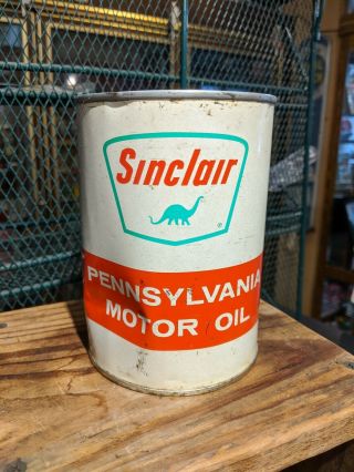 Vintage Sinclair Pennsylvania Motor Oil 1 Quart All Metal Can