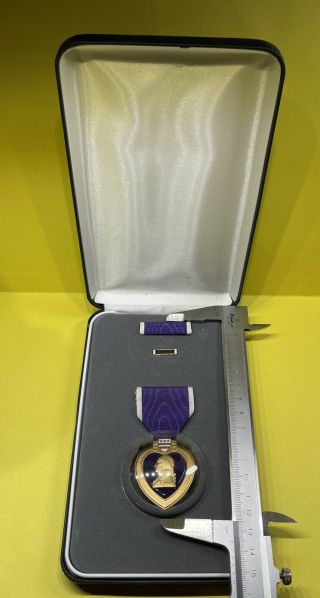 Us Military Merit Purple Heart Medal Ribbon Lapel Pin In Case Named