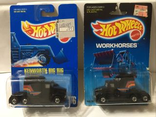 Hot Wheels 2 Diff.  Blackwall Black 76 Big Rigs,  With,  Without Struts Malaysia Bps