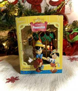 Walt Disney Pinocchio Christmas Tree Ornament & Jiminy Cricket Puppet String Fun