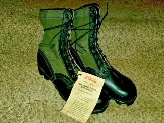 Nos Vietnam 1969 Us Army Jungle Boots Unissued Spike Protective Sz 9xw