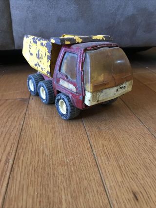Vintage Buddy L Small Dump Truck Red And Yellow Metal Pressed Steel