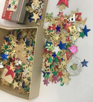 Vintage Christmas Gummed Seals Die Cut Metal Foil Stickers Stars Decoration 3