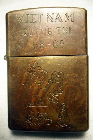 Vietnam War Zippo Lighter Quang Tri 68 - 69 Vintage