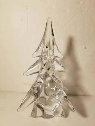 25 Lead Crystal Art Glass Clear Christmas Down Swept Pine Tree 8 "