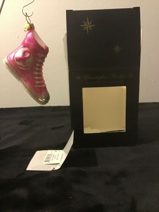 Christopher Radko Fit For Walkin Ornament Nwt Pink Ribbon Sneaker Shoe 3 Day Bca