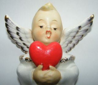 Vtg Mid Century Modern Shafford VALENTINES DAY ANGEL w/ HEART Xmas Figurine MOD 2