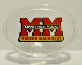 Minneapolis Moline MM Modern Farm Machinery Trademark Logo Glass Paper Weight 2