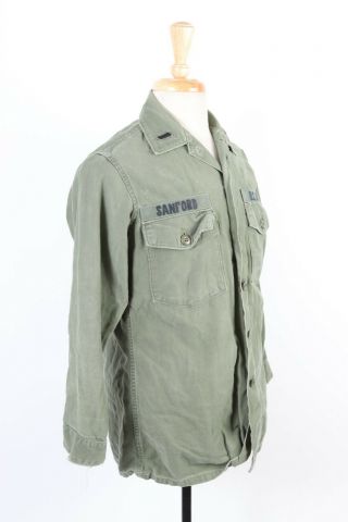 Vtg 70s Vietnam Og - 107 Sateen Us Army Utility Uniform Fatigue Shirt Size Medium