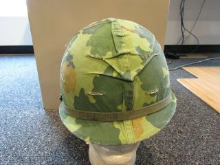 Vietnam War Us Army M - 1 Helmet With Camo Cover