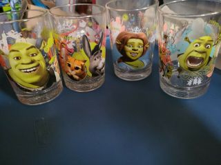 4 Shrek The Third Glasses.  Mcdonald 