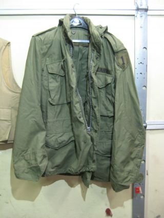 Vintage 70s M - 65 Field Jacket Large Og - 107 Vietnam War Era Us Army 1st Infantry