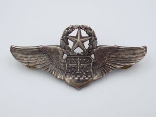 Vietnam Era Us Air Force Master Navigator 3 " Wings Badge Silver Filled M22 Meyer