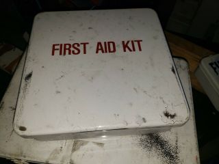 Vintage Metal First Aid Box,  Full Complete