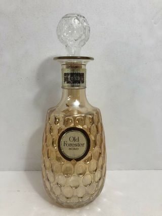 Vtg 1967 Old Forester Bourbon Holiday Decanter Bottle Carnival Glass Mcm