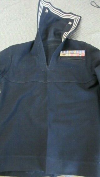 Vtg Us Navy Dress Blue Cracker Jack Jumper Top Vietnam Era & Pants Patches & Bar
