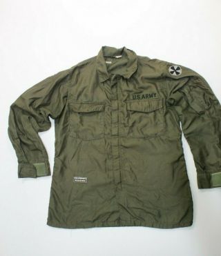 U.  S Vietnam War Era Od Green Army Aviation Crew Shirt Date 1970 Size Medium - L