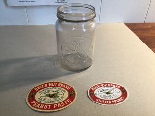 Paper Labels,  Beech Nut Brand Peanut Paste & Stuffed Prunes & 1893 Jar