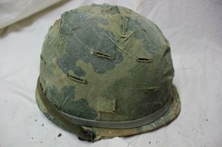 Us Military Issue Vietnam M1 Helmet Steel Pot W Liner Mitchell Pattern Cover L32