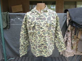 Vietnam War Duck Hunter Camouflage Utility,  Fatigue Shirt,  Large