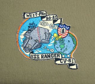 West - Pac / 80 - 81 - Top Gun - Uss Ranger,  Cv - 61 - U.  S.  Navy Patch.