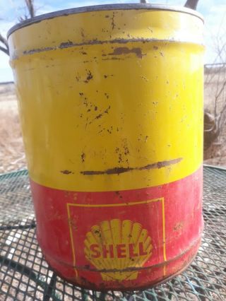 Vintage Shell Oil Company 5 Gallon Metal Oil Gas Can With Lids