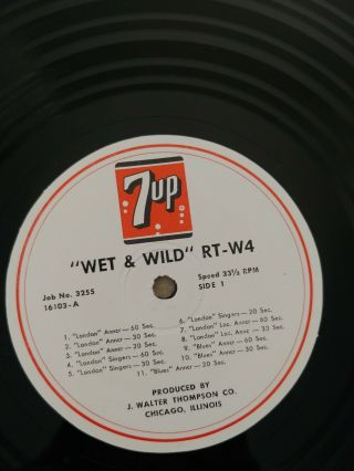 7 Up Radio Commercials Lp " Wet & Wild " Transcription Disc (1960 