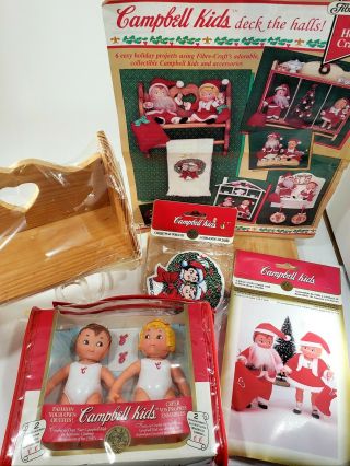 1995 Fibre Craft Campbell’s Soup Campbell Kids 5 " Complete Christmas Set/allnew
