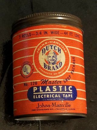 Vintage Dutch Brand Canister Plastic Electrical Tape