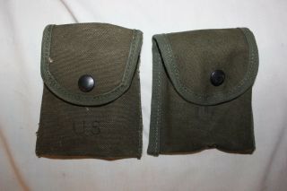 2 Nos Vietnam Us Military Army Usmc M1956 First Aid Compass Case Pouch Set 2